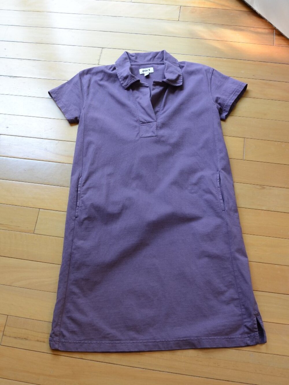 Pact purple cotton polo dress size S